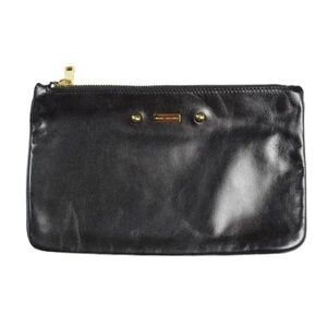 Marc Jacobs Black Leather Clutch Gold Zipper